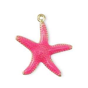 TQ Metall Brass Anh&auml;nger Starfish Gold-dark pink