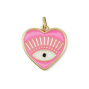 TQ Metall Brass Anh&auml;nger Heart Eye of Providence Gold-pink-white