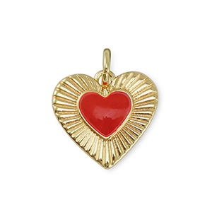 TQ Metall Brass Anh&auml;nger Heart Gold-red