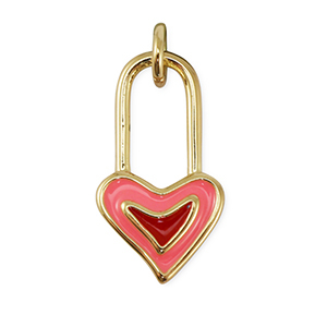 TQ Metall Brass Anh&auml;nger Clasp Heart Gold-pink-red