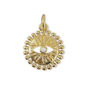 TQ Metall Brass Anh&auml;nger Zirconia Evil Eye Gold