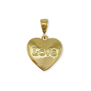 TQ Metall Brass Anh&auml;nger Heart "Love" Gold