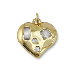 TQ Metall Brass Anh&auml;nger Zirconia Heart Gold