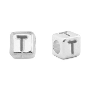 Perle Buchstabe Metall DQ T Antik silber (Nickelfrei)