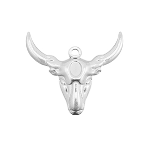 Anh&auml;nger aus Stainless Steel - Rostfreiem Stahl Texas Longhorn Skull Silver