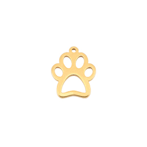 Anh&auml;nger aus Stainless Steel - Rostfreiem Stahl Dog Paw Gold