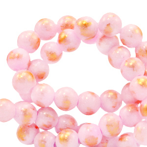 Perlen Naturstein 6mm Pink-gold