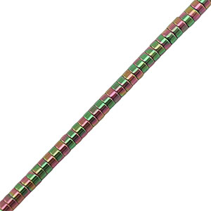Perlen aus H&auml;matit Disc 2mm Green-pink-AB coating