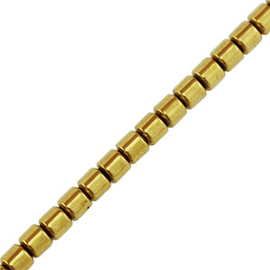 Perlen aus H&auml;matit Tube 3mm Gold