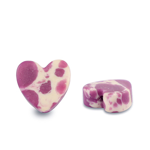 Perlen Naturstein Heart Purple-white-brown