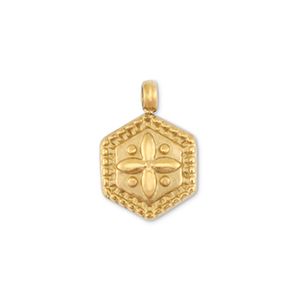 Anh&auml;nger aus Stainless Steel - Rostfreiem Stahl Pentagon with flower Gold