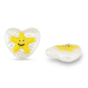 Perlen Acryl Heart with Star Pearl-yellow-black