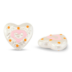 Perlen Acryl Heart Pearl-light pink-orange