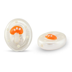 Perlen Acryl Oval with Mushroom Pearl-orange-white