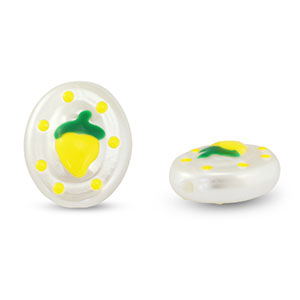 Perlen Acryl Oval with Lemon Pearl-yellow-green
