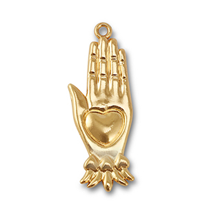 Anh&auml;nger Metall Hand with Heart Gold
