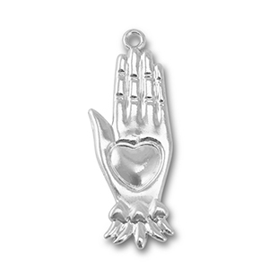 Anh&auml;nger Metall Hand with Heart Silver