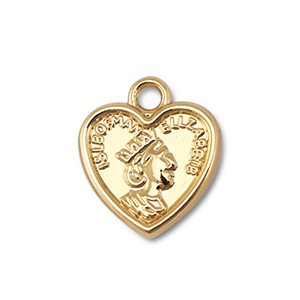 Anh&auml;nger Metall Heart With Queen Elisabeth Gold