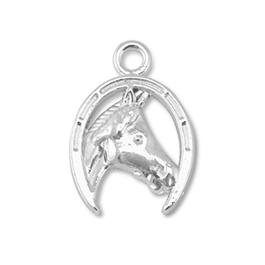 Anh&auml;nger Metall Horseshoe With Horse Silver