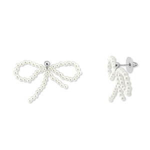 Musthave Ohrringe/Ohrstecker Beaded Bow White-silver