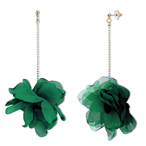 Musthave Ohrringe/Ohrstecker Chiffon Flower Dark green-gold