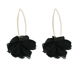 Musthave Ohrringe Chiffon Flower Black-gold