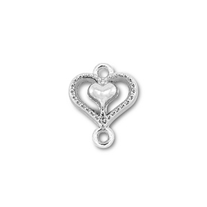 Anh&auml;nger Metall Zwischenst&uuml;ck Heart with Heart Silver