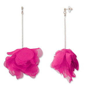 Musthave Ohrringe/Ohrstecker Chiffon Flower Fuchsia pink-gold