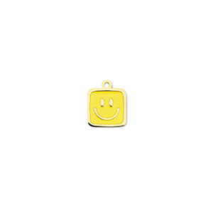 Anh&auml;nger aus Stainless Steel - Rostfreiem Square with Smiley Gold-yellow