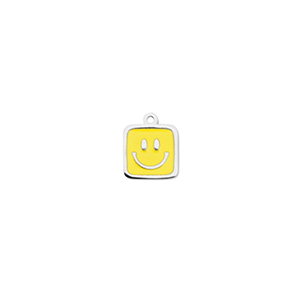 Anh&auml;nger aus Stainless Steel - Rostfreiem Square with Smiley Silver-yellow