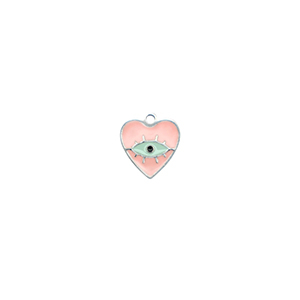 Anh&auml;nger aus Stainless Steel - Rostfreiem Heart  Eye of Providence Silver-pink