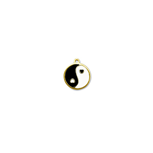 Anh&auml;nger aus Stainless Steel - Rostfreiem Round Yin & Yang Gold-black-white