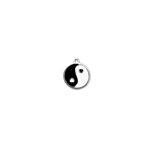 Anh&auml;nger aus Stainless Steel - Rostfreiem Round Yin & Yang Silver-black-white