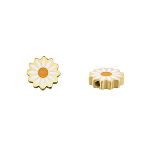 Perlen aus Stainless Steel - Rostfreiem Daisy Gold-white