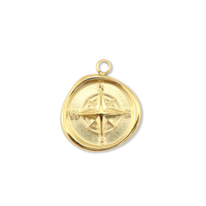 Anh&auml;nger aus Stainless Steel - Rostfreiem Compass Gold