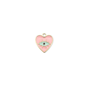 Anh&auml;nger aus Stainless Steel - Rostfreiem Heart  Eye of Providence Gold-pink