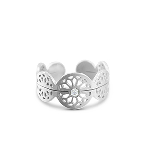 Stainless Steel - Rostfrei Stahl Ringe Flower Silver