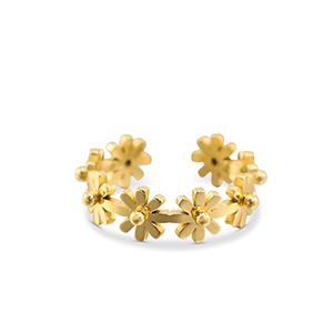 Stainless Steel - Rostfrei Stahl Ringe Flower Gold