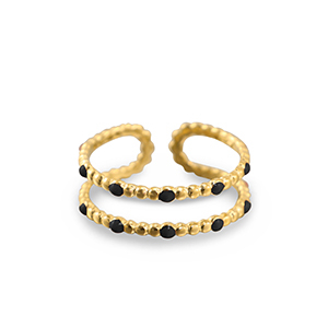 Stainless Steel - Rostfrei Stahl Ringe Dots Gold-black