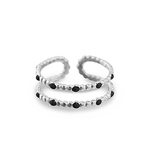 Stainless Steel - Rostfrei Stahl Ringe Dots Silver-black