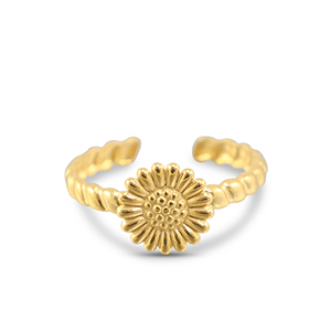 Stainless Steel - Rostfrei Stahl Ringe Flower Gold
