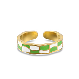 Stainless Steel - Rostfrei Stahl Ringe Chequered Gold