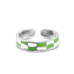 Stainless Steel - Rostfrei Stahl Ringe Chequered Silver