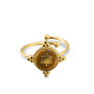 Stainless Steel - Rostfrei Stahl Ringe Snowflake Gold-brown