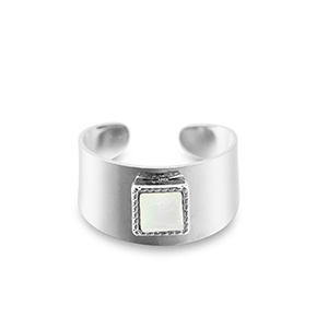 Stainless Steel - Rostfrei Stahl Ringe Square Silver-white