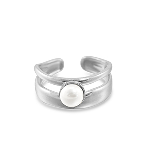 Stainless Steel - Rostfrei Stahl Ringe Pearl Silver-white