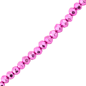 Facetten Top Glas Perlen 4x3mm Rondellen Metallic fuchsia pink