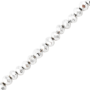 Facetten Top Glas Perlen 4x3mm Rondellen Metallic silver