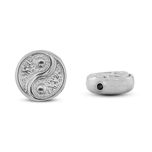 Perlen aus Stainless Steel - Rostfreiem Stahl Yin & Yang Silver