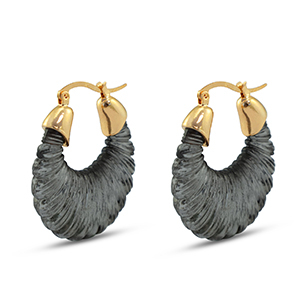 Musthave Resin Ohrringe Oval Gold-transparent black